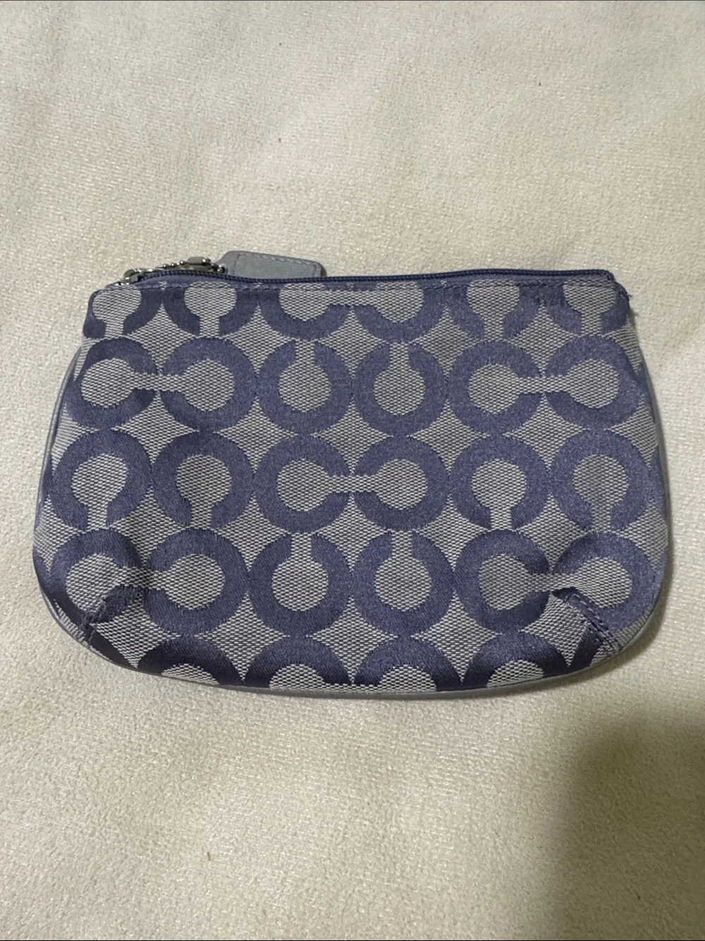 Coach Navy Signature Jacquard Wristlet